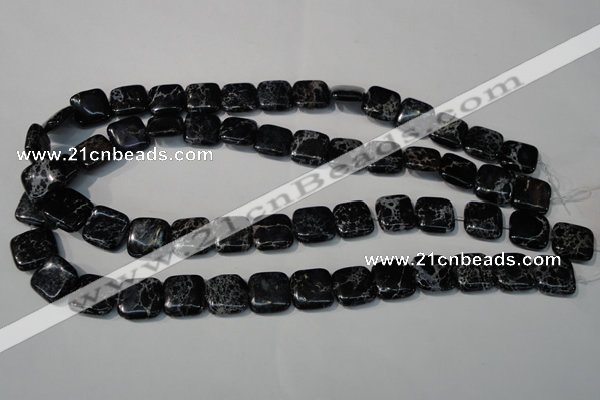 CDT692 15.5 inches 14*14mm square dyed aqua terra jasper beads