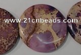 CDT708 15.5 inches 35mm flat round dyed aqua terra jasper beads