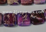CDT717 15.5 inches 16*16mm square dyed aqua terra jasper beads
