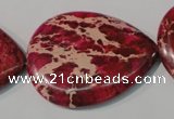 CDT790 15.5 inches 30*40mm flat teardrop dyed aqua terra jasper beads