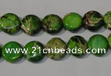 CDT936 15.5 inches 10mm flat round dyed aqua terra jasper beads