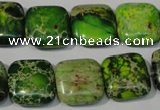 CDT945 15.5 inches 16*16mm square dyed aqua terra jasper beads