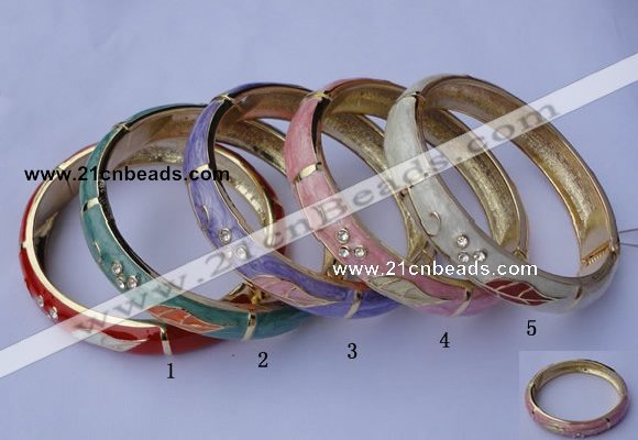 CEB15 5pcs 10mm width gold plated alloy with rhinestone & enamel bangles