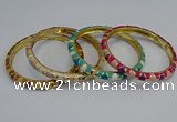 CEB86 7mm width gold plated alloy with enamel bangles wholesale