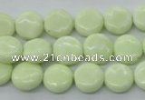 CEJ150 15.5 inches 12mm flat round Australia lemon jade beads