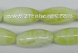 CEJ59 15.5 inches 12*24mm rice lemon jade gemstone beads wholesale