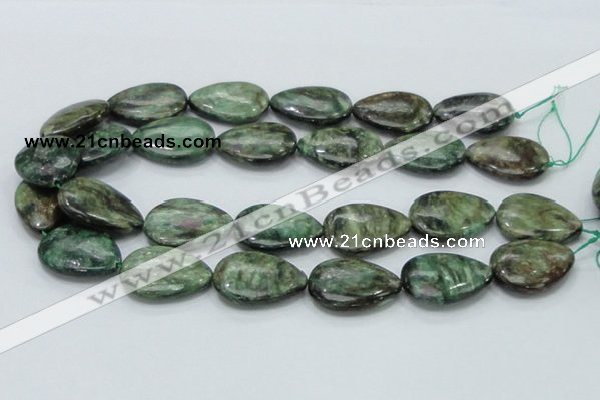 CEM09 15.5 inches 23*30mm flat teardrop emerald gemstone beads