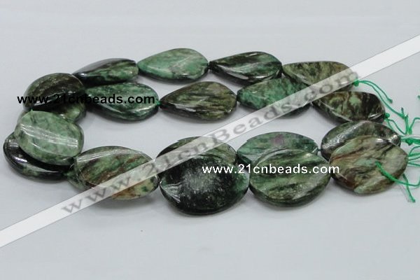 CEM30 15.5 inches 30*40mm twisted teardrop emerald gemstone beads
