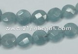 CEQ181 15.5 inches 10mm faceted coin blue sponge quartz beads