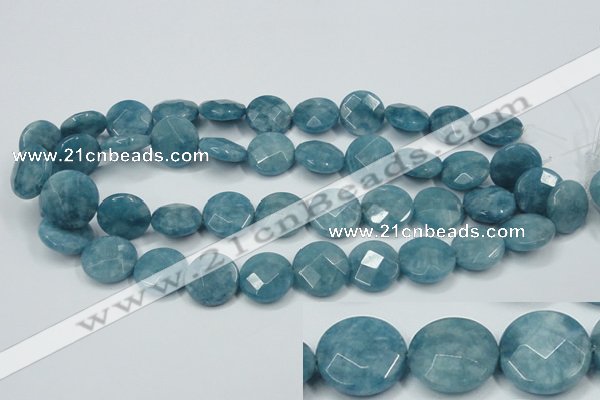 CEQ185 15.5 inches 18mm faceted coin blue sponge quartz beads
