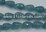 CEQ50 15.5 inches 8*12mm faceted teardrop blue sponge quartz beads