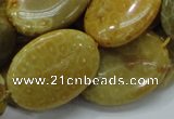 CFA49 15.5 inches 22*30mm oval yellow chrysanthemum agate beads