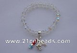 CFB07 7*9mm faceted roundel white crystal stretchy bracelet