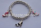 CFB103 Silver plated copper dangling charms fashion stretchy bracelet