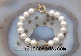CFB1076 Hand-knotted 9mm - 10mm potato white freshwater pearl & montana agate bracelet