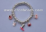 CFB125 Silver plated copper dangling charms fashion stretchy bracelet