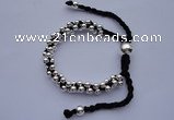 CFB129 Silver plated copper back braided rope adjustable bracelet