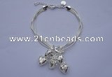 CFB302 Five strands silver plated copper heart dangle fashion bracelet