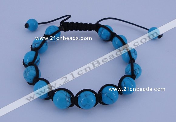 CFB511 10mm round turquoise beads adjustable bracelet wholesale
