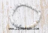 CFB701 faceted rondelle white howlite & potato white freshwater pearl stretchy bracelet