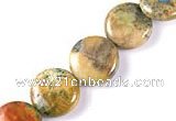CFC01 14mm coin 15.5 inches fossil coral  beads Wholesale