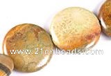 CFC03 24mm coin 15.5 inches fossil coral  beads Wholesale