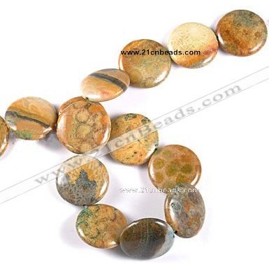 CFC03 24mm coin 15.5 inches fossil coral  beads Wholesale