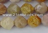 CFC239 15.5 inches 12mm faceted nuggets fossil coral beads