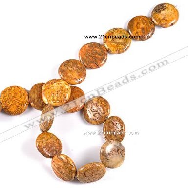 CFC25 20mm coin 15.5 inches fossil coral  beads Wholesale