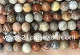 CFC344 15.5 inches 12mm round red fossil coral beads wholesale