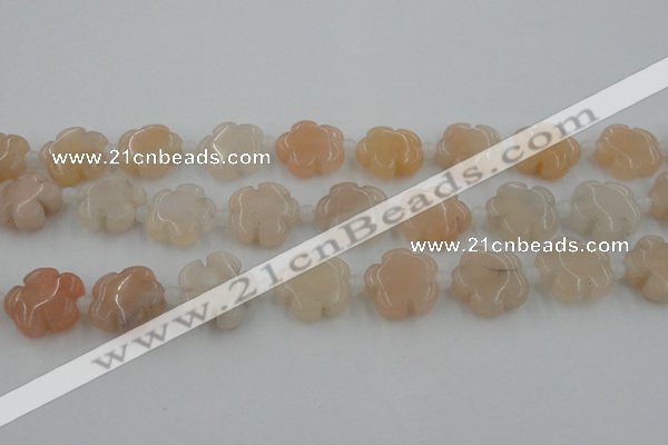CFG1020 15.5 inches 16mm carved flower pink aventurine beads