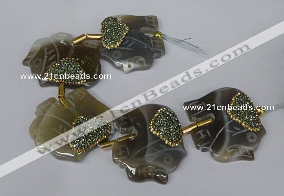 CFG1208 7.5 inches 35*45mm elephant agate gemstone beads wholesale
