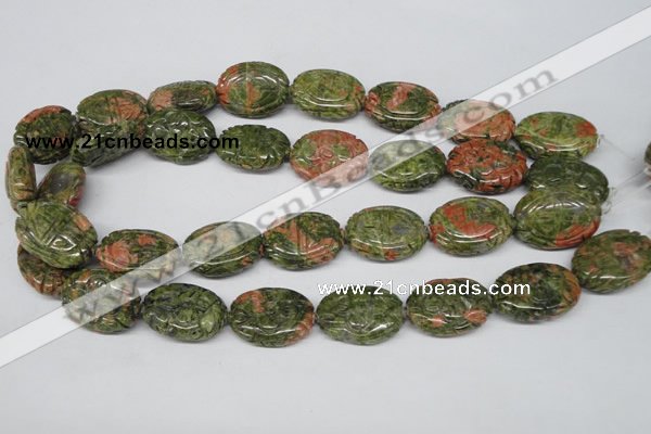 CFG248 15.5 inches 18*25mm carved oval unakite gemstone beads