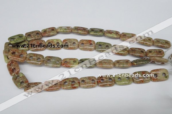 CFG321 15.5 inches 15*20mm carved rectangle unakite beads