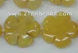 CFG458 15.5 inches 24mm carved flower yellow jade beads