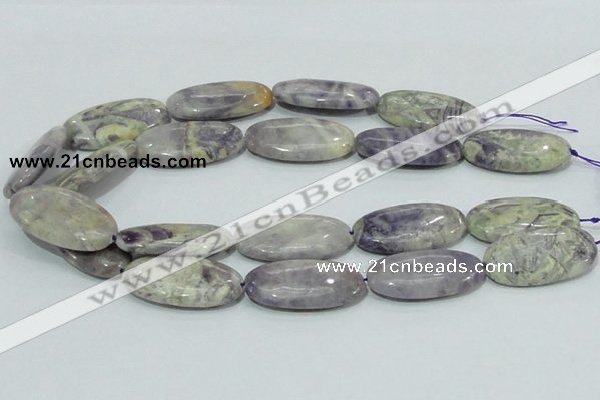 CFJ07 15.5 inches 20*40mm oval natural purple flower stone beads