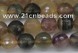 CFL1115 15.5 inches 14mm faceted round yellow fluorite gemstone beads