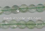 CFL132 15.5 inches 10mm faceted coin green fluorite beads