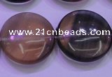 CFL1338 15.5 inches 25mm flat round purple fluorite gemstone beads