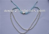 CFN06 Silver plated copper beads blue braided rope adjustable necklaces