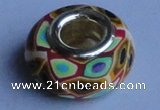 CFP23 20pcs 7*14mm roundel alloy core fimo polymer clay European beads