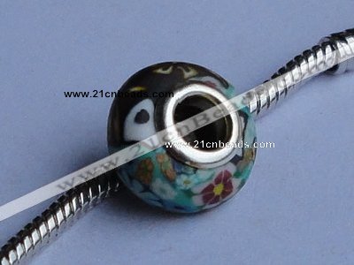 CFP26 20pcs 7*14mm roundel alloy core fimo polymer clay European beads
