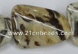 CFS207 30*40mm twisted rectangle natural feldspar gemstone beads