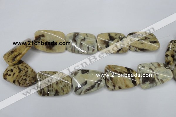 CFS207 30*40mm twisted rectangle natural feldspar gemstone beads