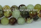CFW04 15.5 inches 10mm faceted round flower jade beads wholesale