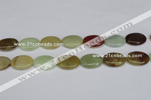 CFW131 15.5 inches 22*30mm flat oval flower jade gemstone beads