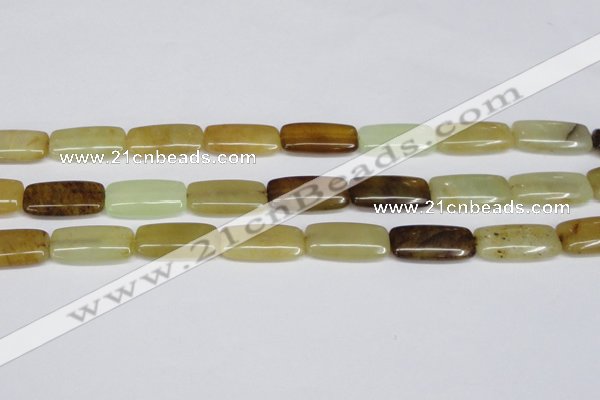 CFW155 15.5 inches 12*25mm rectangle flower jade gemstone beads