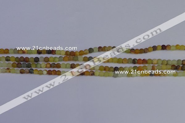 CFW200 15.5 inches 4mm round matte flower jade beads wholesale