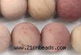 CFW73 15 inches 10mm round matte pink wooden jasper beads