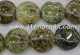 CGA143 15.5 inches 16mm flat round natural green garnet beads wholesale